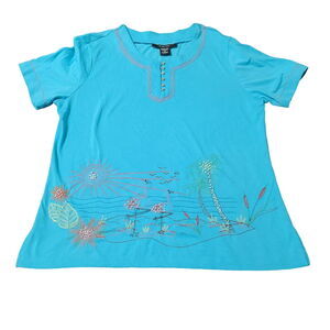 Kaktus Womens T-Shirt Multicolor Size Medium 100% Cotton Short Sleeve Pullover